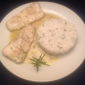 Seehecht-Filets mit Rosmarin-Reis