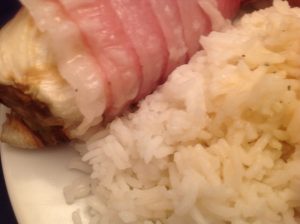 Chicorée im Speckmantel in Riesling-Sauce mit Basmati-Reis