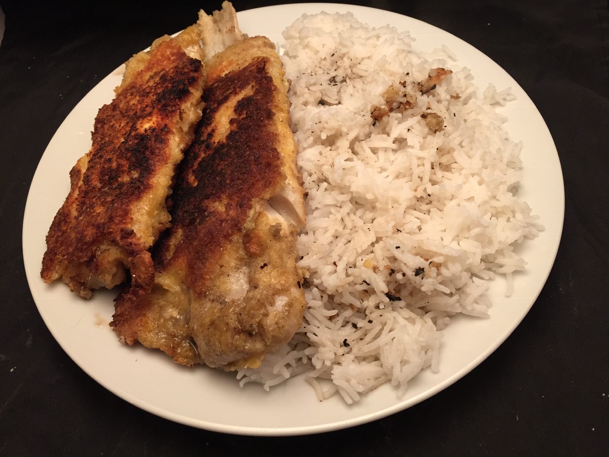 Seelachs-Filets in Parmesankruste mit Basmati-Reis