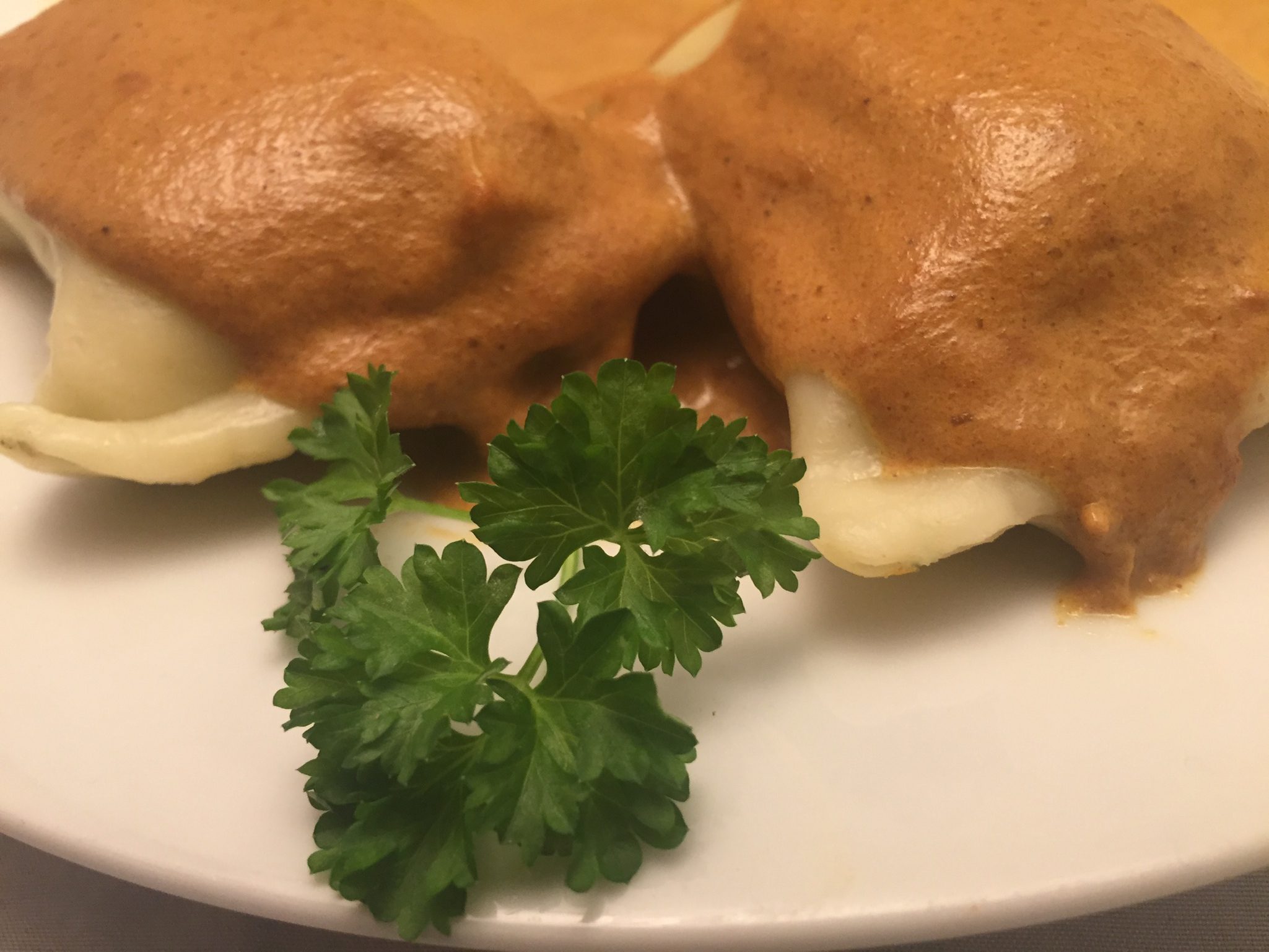 Maultaschen mit Curry-Sauce