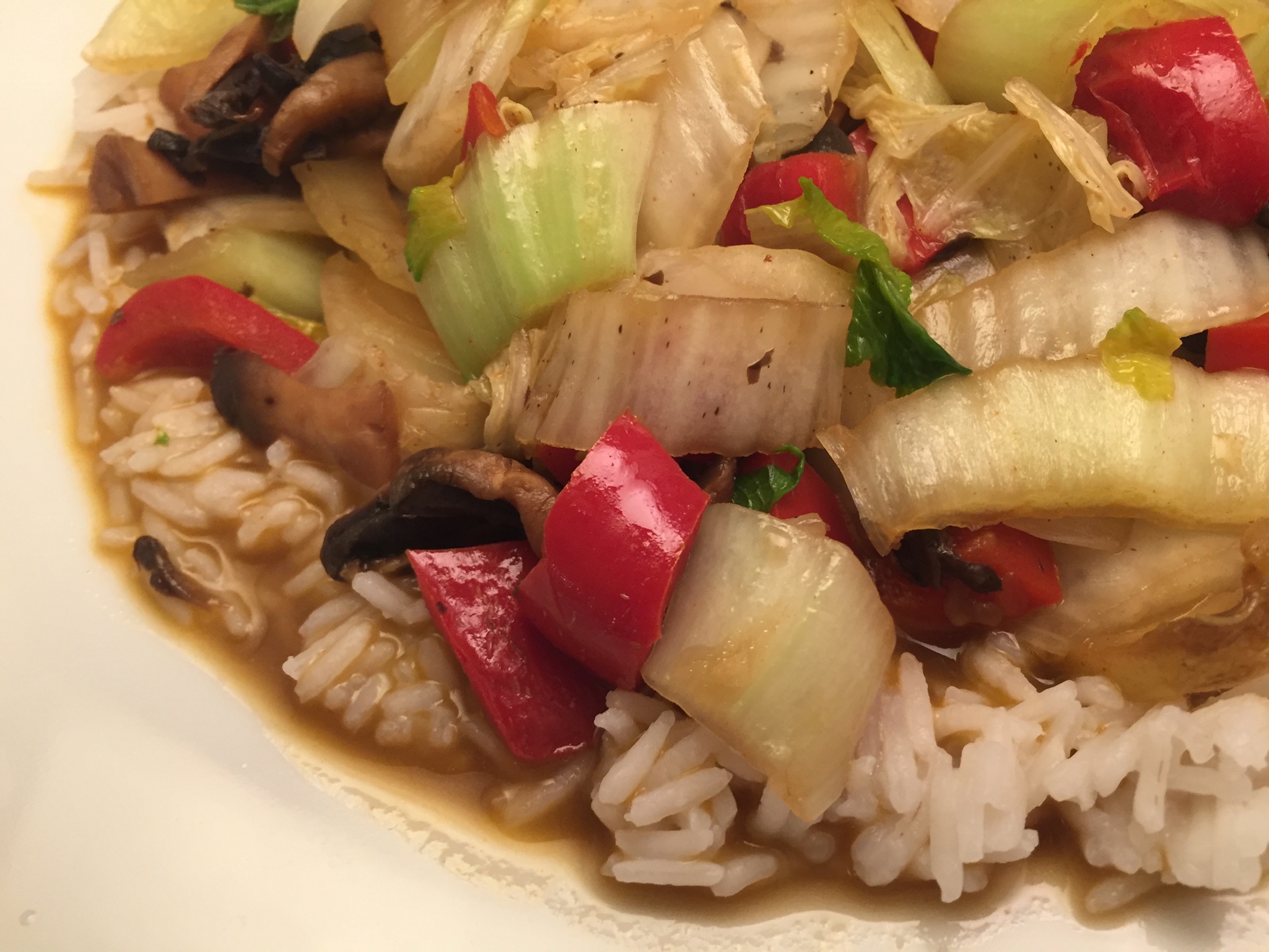 Gemüse und Basmati-Reis in Cognac-Sauce