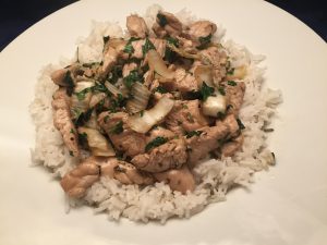 Pute, Chinakohl, Thai-Basilikum und Basmati-Reis