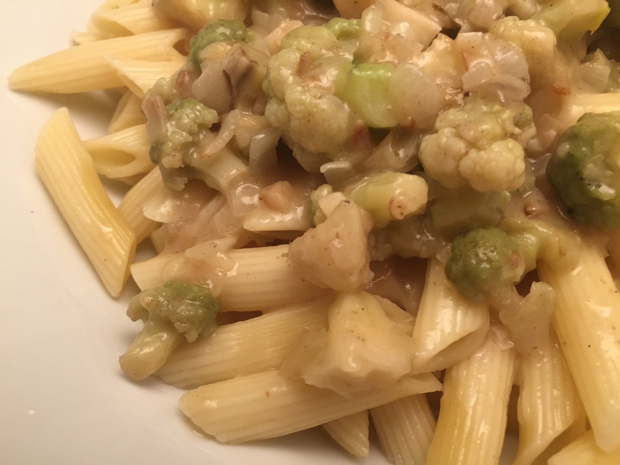 Romanesco-Ragout und Penne Rigate - Nudelheissundhos