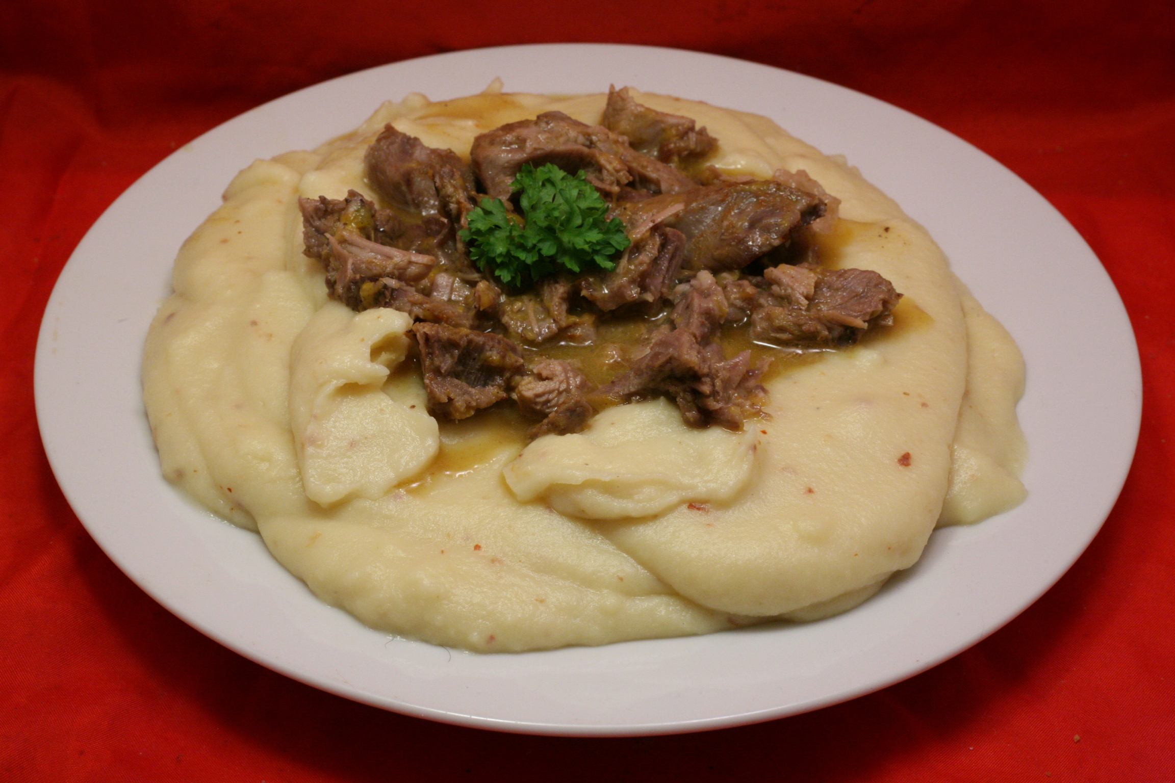 Puten-Geschnetzeltes in Orangen-Sauce mit Kartoffelbrei