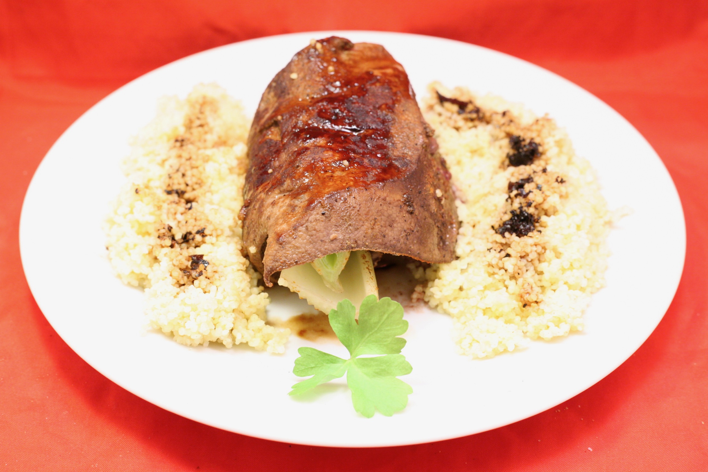 Schweine-Leber-Roulade auf Hirse