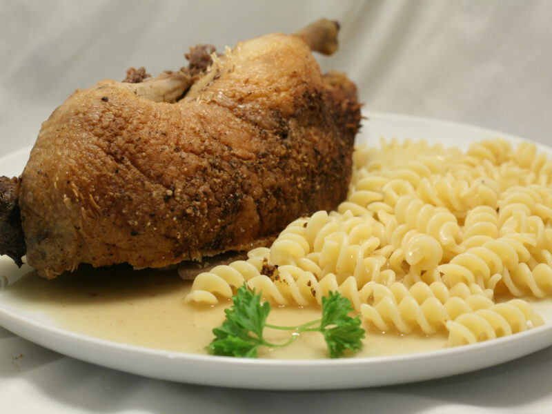 Beschwipste Ente mit Fusilli