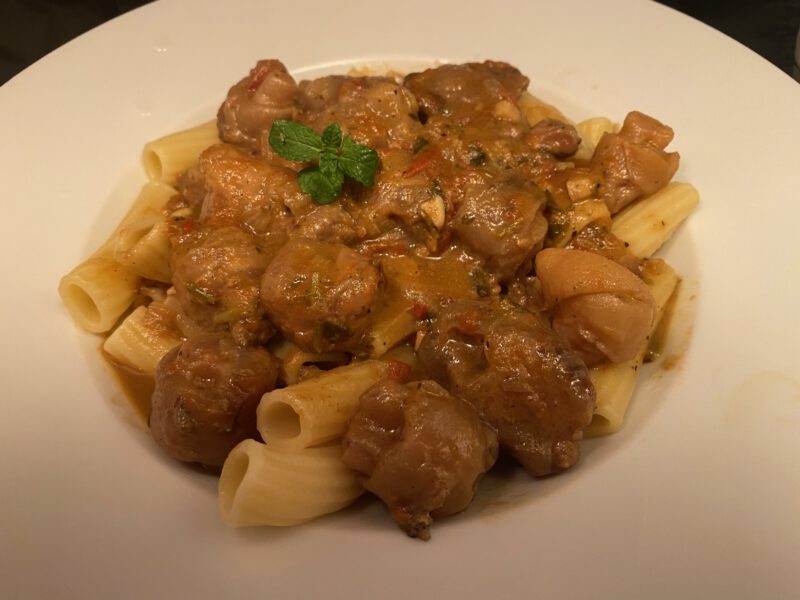 Ochsenziemer-Ragout mit Tortiglioni