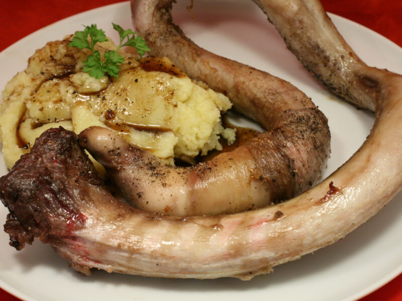 Gegrillter Ochsenziemer mit Kartoffelpüree